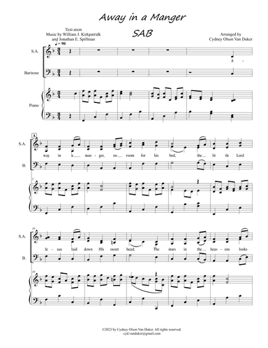 Away in a Manger SAB and piano (arr. Cydney Olson Van Duker)