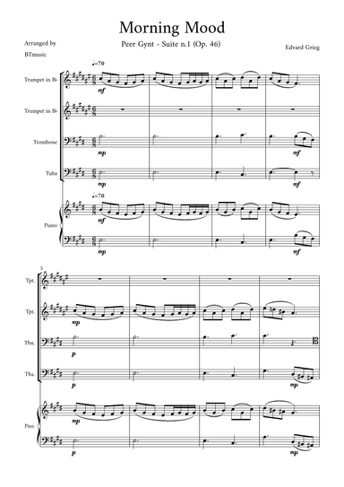 Morning Mood (Peer Gynt Suite N.1, Op 46) (arr. BTmusic)