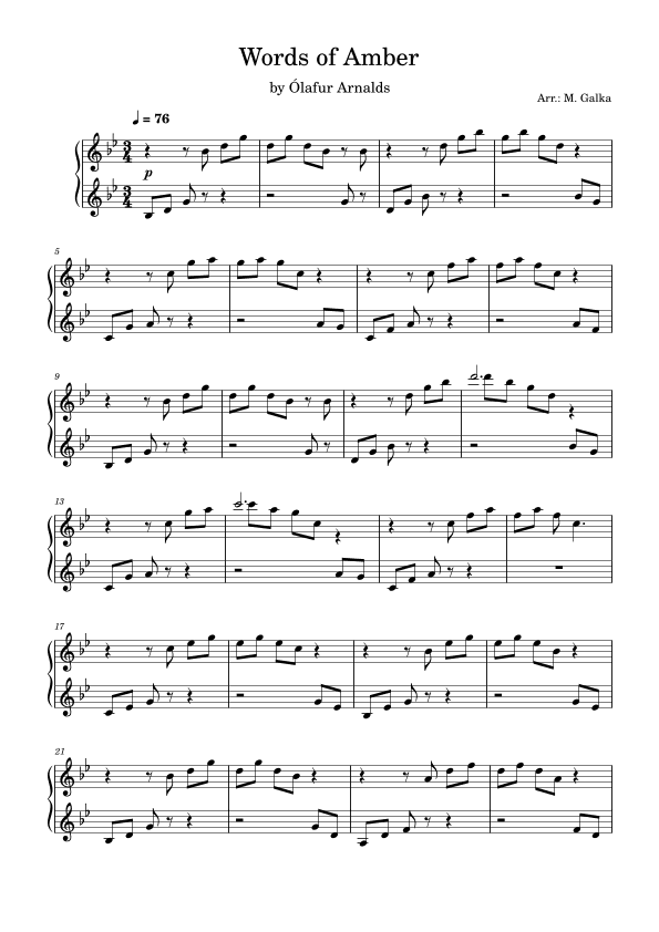 Words Of Amber (arr. Magdalena Galka)