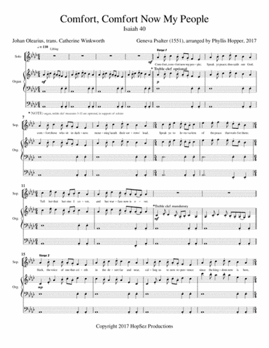 Comfort, Comfort Now My People - Voice and Organ (arr. Phyllis Hopper)
