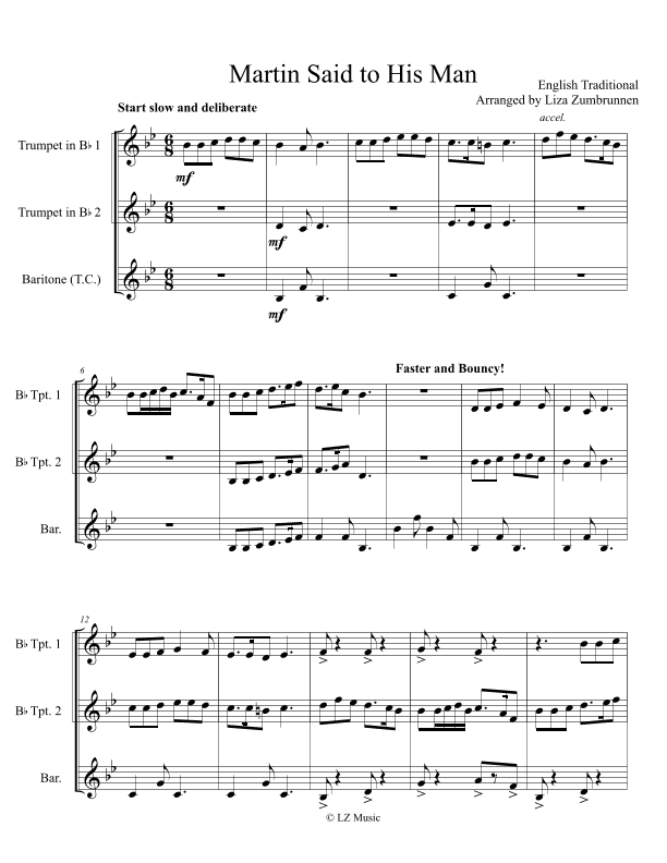 Martin Said To His Man (as played by the Gaelic Brass) (arr. Liza Zumbrunnen)