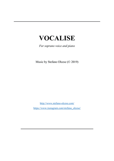 Vocalise for soprano voice and piano