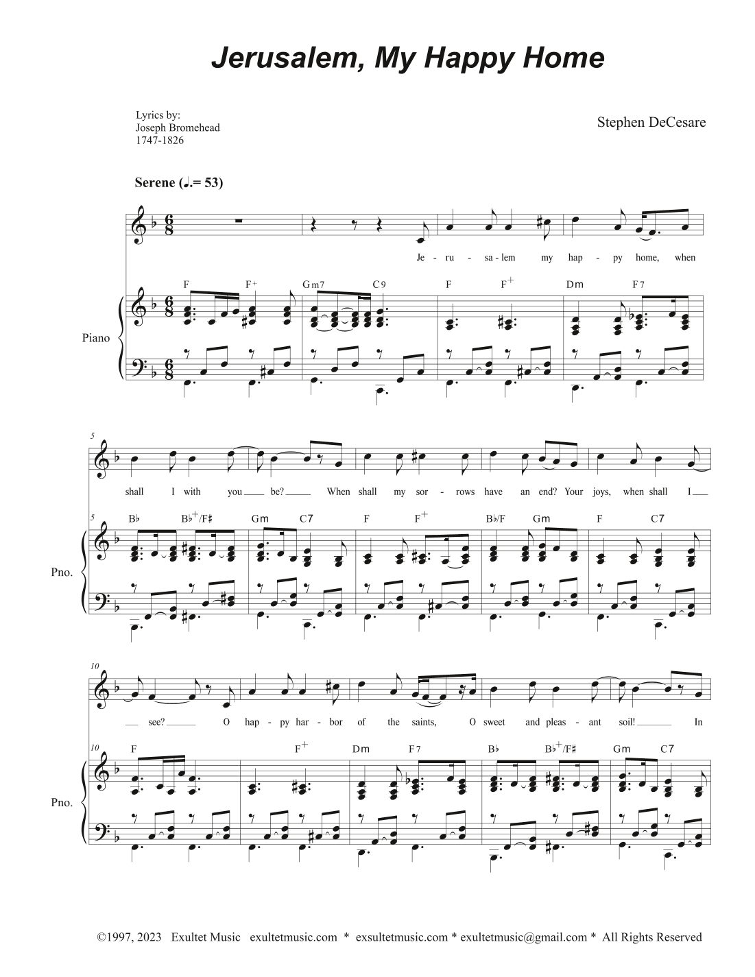 Jerusalem, My Happy Home (Vocal solo)