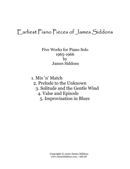 Earliest Piano Pieces of James Siddons