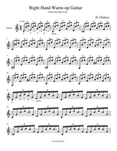 Right Hand Fingerstyle Classical Guitar Warm-up with Chromatic Bass Line