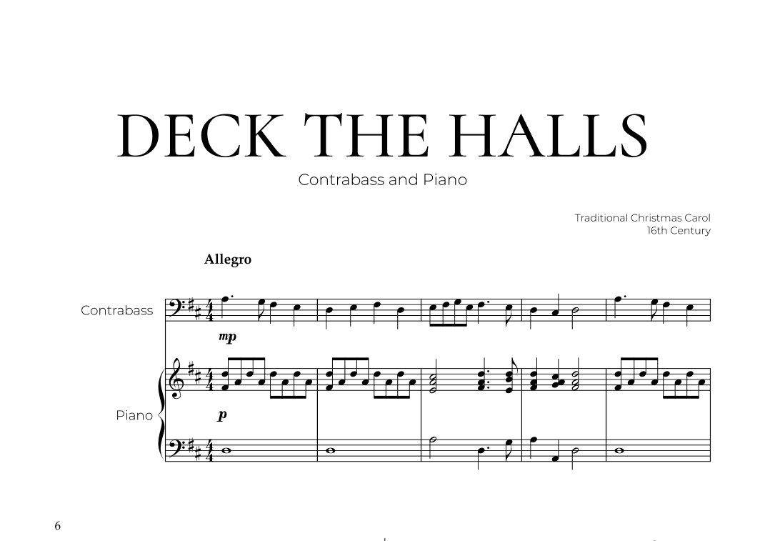 Deck The Halls (Bass and Piano) - Christmas Carol (arr. Pedro Merendi)