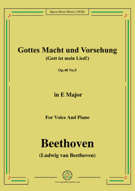 Beethoven-Gottes Macht und Vorsehung,Op.48 No.5,in E Major,for Voice and Piano (arr. MSM)