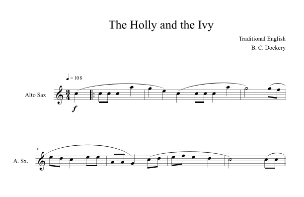 The Holly and the Ivy (Alto Sax Solo) (arr. B. C. Dockery)