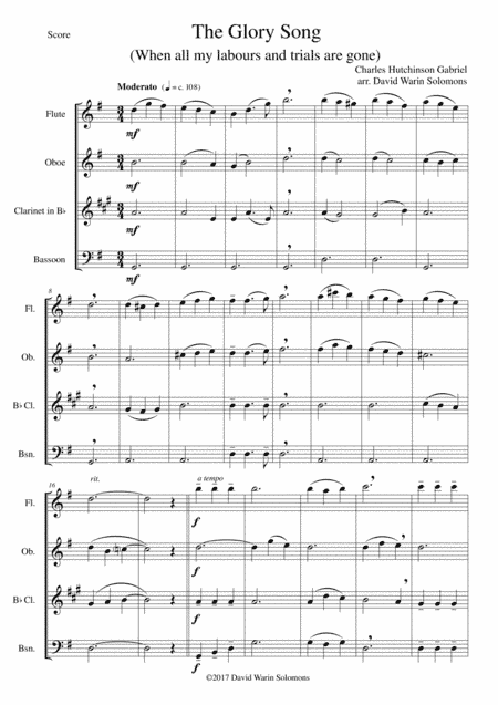 The Glory Song for wind quartet (arr. David Warin Solomons)