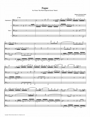 Fugue 09 from Well-Tempered Clavier, Book 1 (Euphonium-Tuba Quartet) (arr. Richard Byrnes)