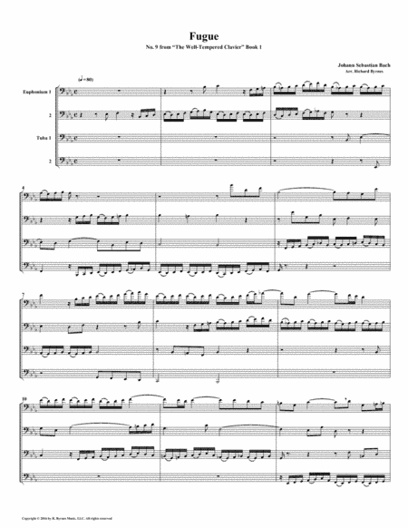 Fugue 09 from Well-Tempered Clavier, Book 1 (Euphonium-Tuba Quartet) (arr. Richard Byrnes)