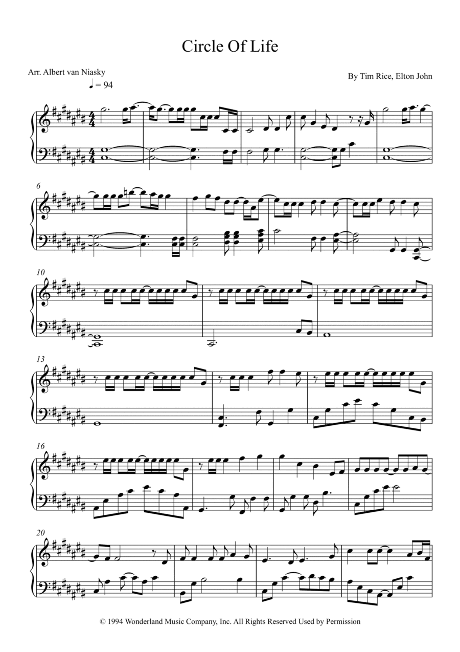 Circle Of Life (arr. Albert van Niasky)