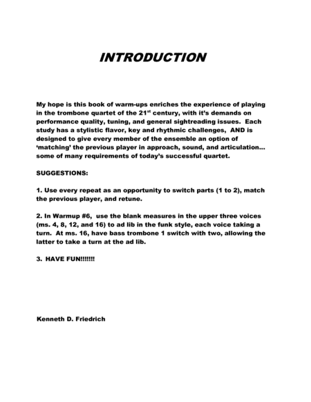 Stylized Warm-Ups for the Modern Trombone Quartet