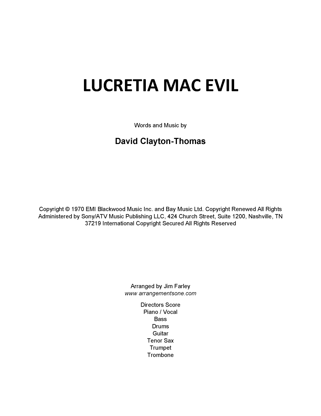 Lucretia Mac Evil (arr. Jim Farley)
