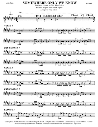 Somewhere Only We Know (arr. Jorge Juárez)