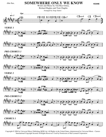Somewhere Only We Know (arr. Jorge Juárez)