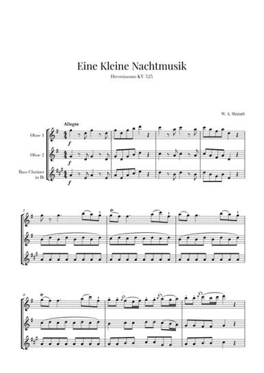 Eine Kleine Nachtmusik for 2 Oboes and Bass Clarinet (arr. Cadenza Editions)