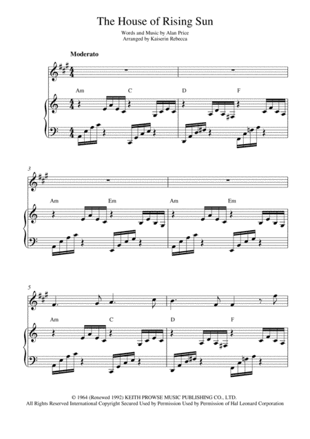 The House Of The Rising Sun (arr. Kaiserin Rebecca)