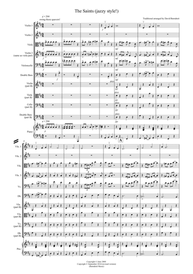 The Saints (jazzy style!) for Beginner and Advanced String Orchestra (arr. David Burndrett)