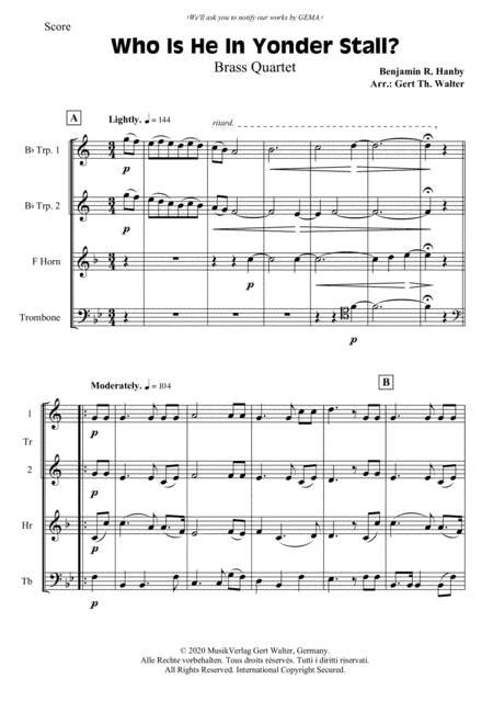 Who Is He In Yonder Stall? (arr. Gert Th. Walter)