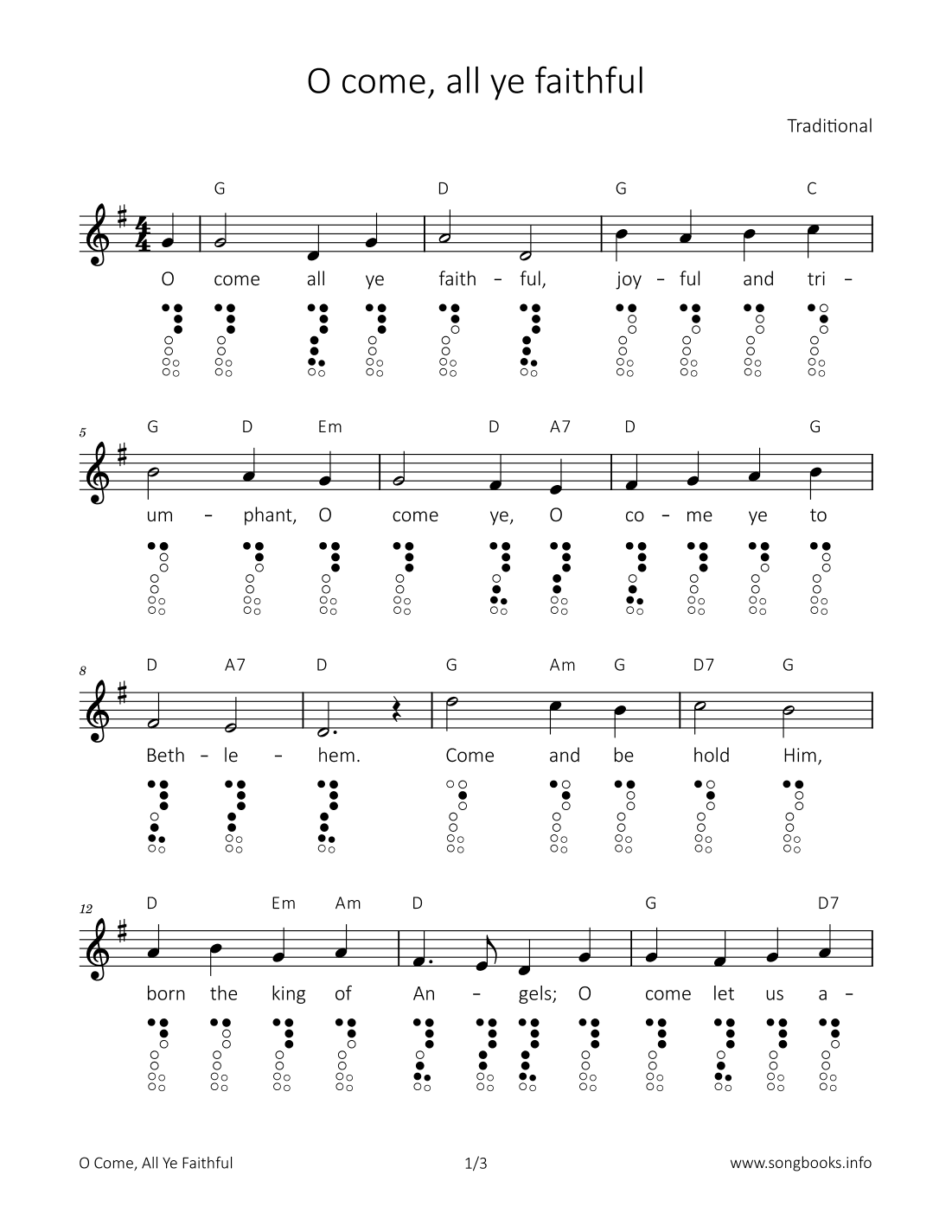 O come, all ye faithful (arr. songbooks.info)