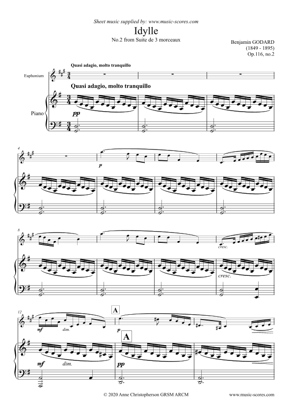 Godard - Idylle - No.2 from Op. 116 Suite de 3 Morceaux - Euphonium (arr. Anne L Christopherson GRSM ARCM)