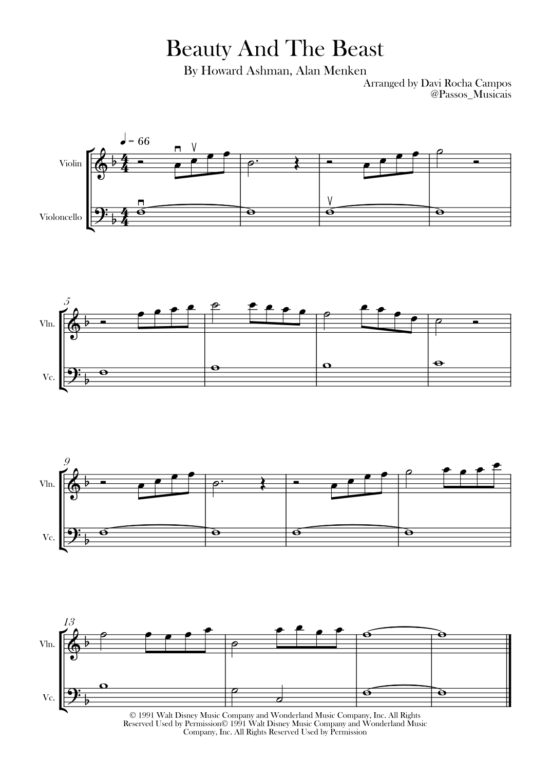 Beauty And The Beast (arr. Davi Rocha Campos)