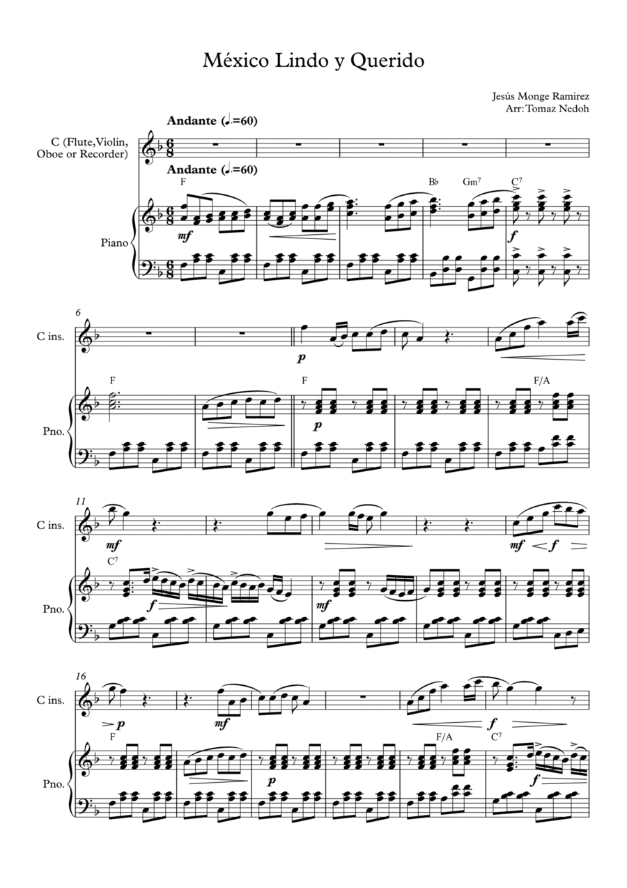 Mexico Lindo Y Bandido (arr. Tomaz Nedoh)