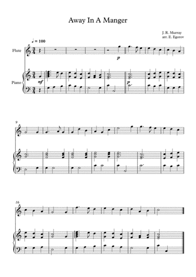 Away In A Manger, James Ramsey Murray, For Flute & Piano (arr. Eugene Egorov)