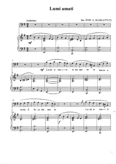 Alessandro Scarlatti   Lumi  Amati  (Bass Voice) (arr. Helios D'Andrea)