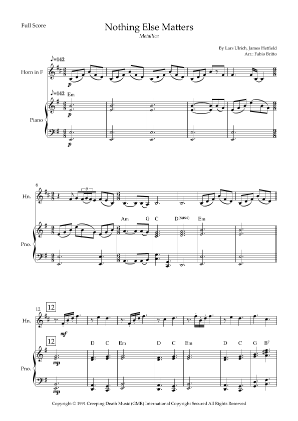 Nothing Else Matters (arr. Fabio Britto)