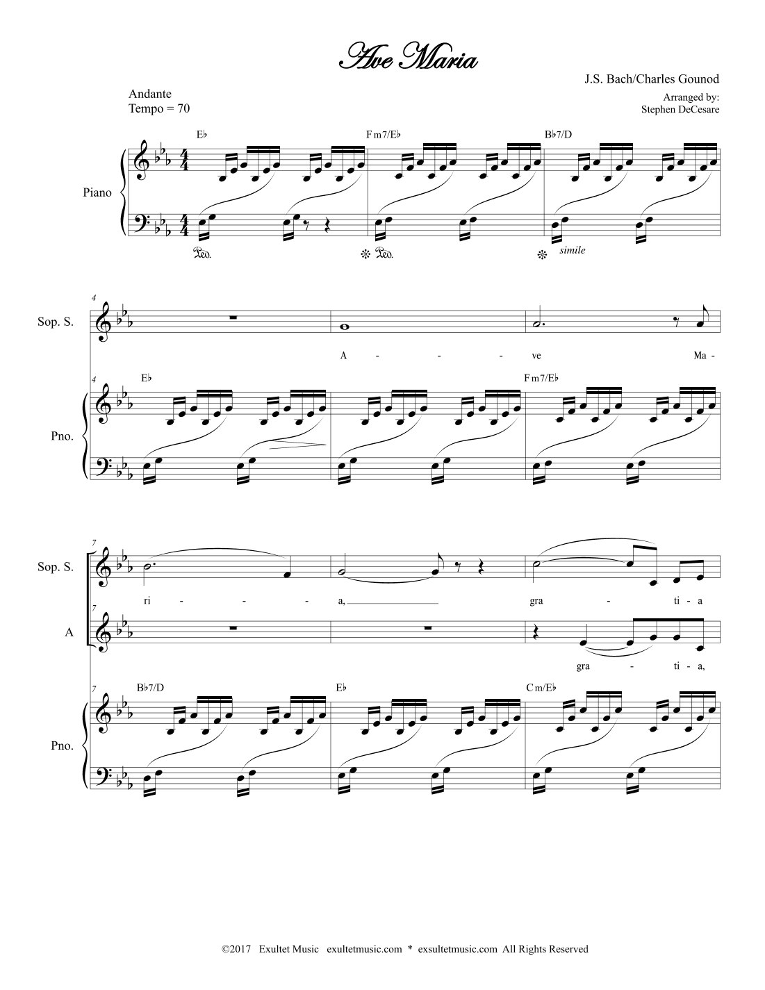 Ave Maria (Duet for Soprano and Alto Solo - Medium/Low Key) (arr. Stephen DeCesare)
