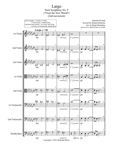 Largo (from "Symphony No. 9") ("From the New World") (Db) (String Orchestra) (arr. Regis Bookshar)