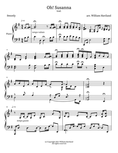 Oh! Susanna [arr. for solo piano] (arr. William Haviland)