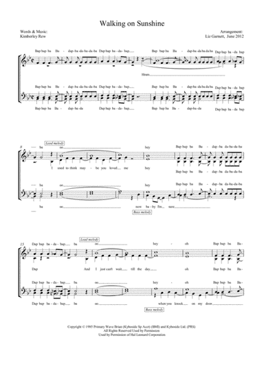 Walking On Sunshine (arr. Liz Garnett)