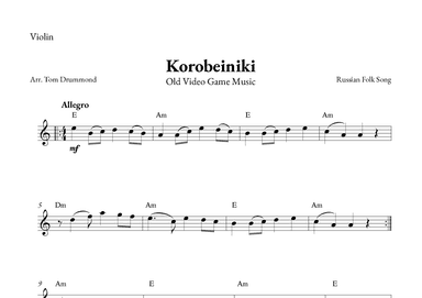 Korobeiniki (arr. Tom Drummond)