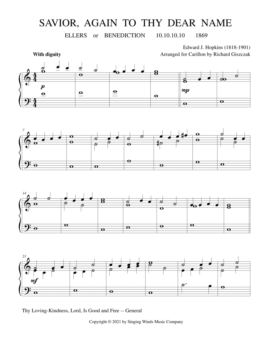 Savior, Again to Thy Dear Name  (ELLERS) (arr. Richard Giszczak)