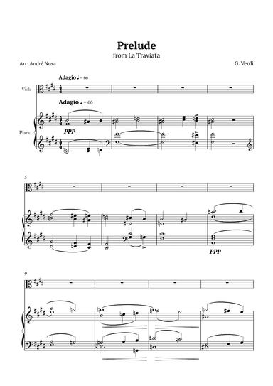 Prelude from La Traviata for piano and viola (arr. André Nusa)