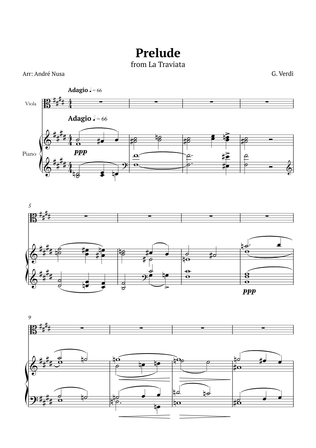 Prelude from La Traviata for piano and viola (arr. André Nusa)