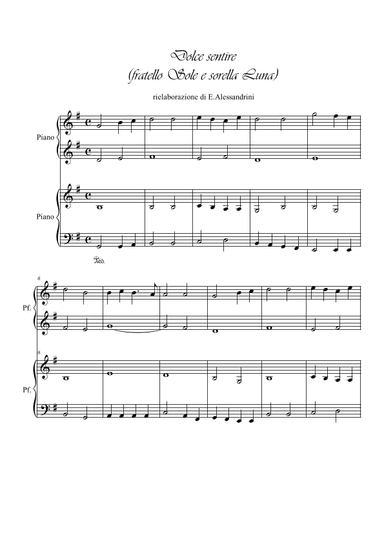 Dolce sentire. Piano 4 hands (arr. Ester Alessandrini)