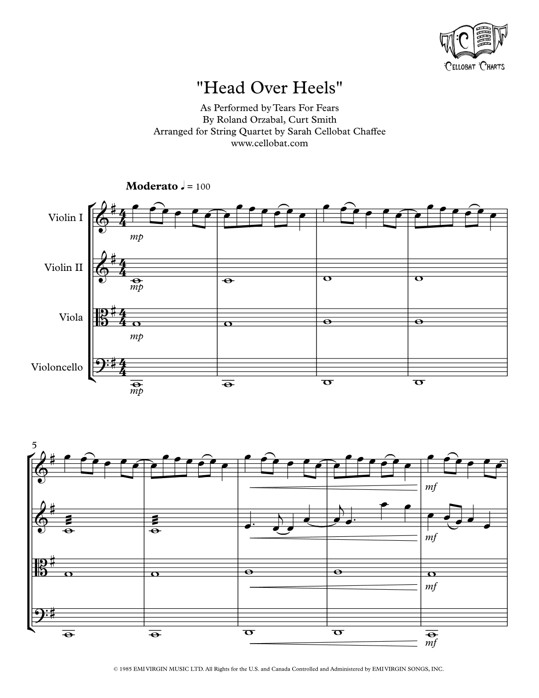 Head Over Heels (arr. Sarah Cellobat Chaffee)