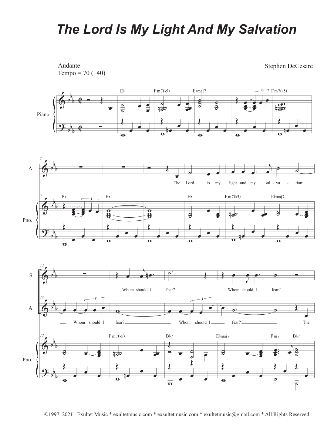 The Lord Is My Light And My Salvation (Duet for Soprano and Alto solo)