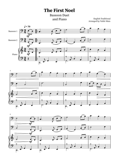 The First Noel - Bassoon Duet and Piano (arr. Valdir Maia)