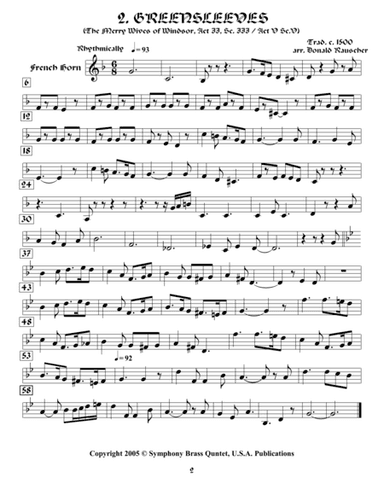 Shakespearean Music for Brass Quintet - 2. Greensleeves - The Mery Wives of Windsor / Romeo and Juli (arr. Donald Rauscher / Transcribed by R.R.Cardo)
