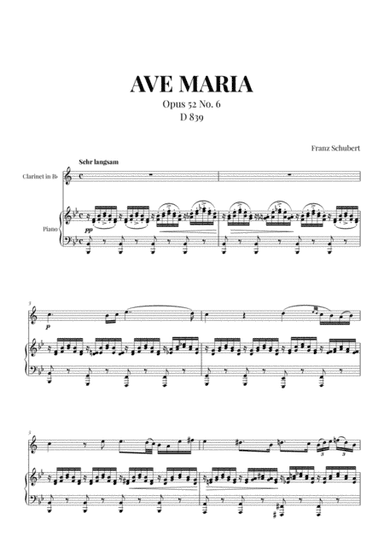 Ave Maria (Schubert) for Clarinet and Piano (arr. Cadenza Editions)