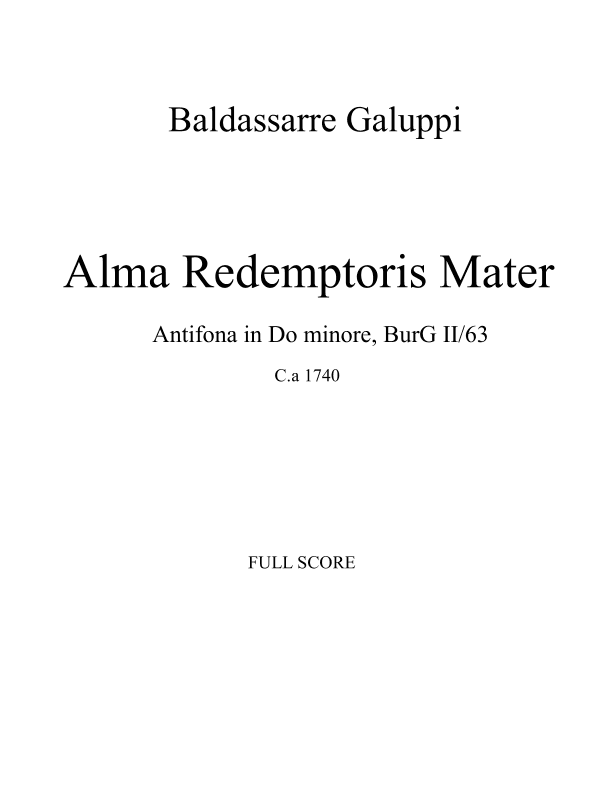 Alma Redemptoris Mater - Antifona in Do minore, BurG II/63 - Score Only (arr. Davide Bizzarri)
