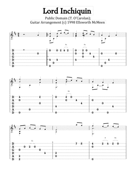 Lord Inchiquin (For Fingerstyle Guitar Tuned DADGAD) (arr. Ellsworth McMeen)