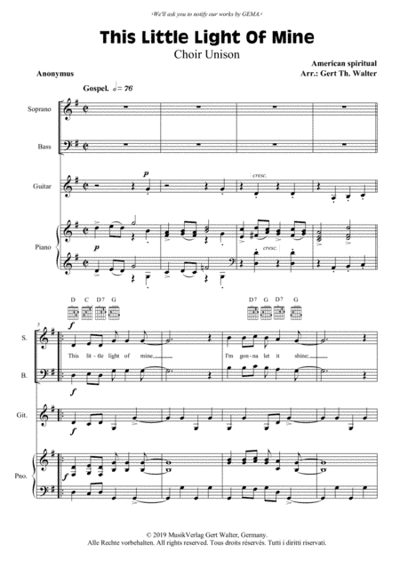 This Little Light Of Mine (arr. Gert Th. Walter)