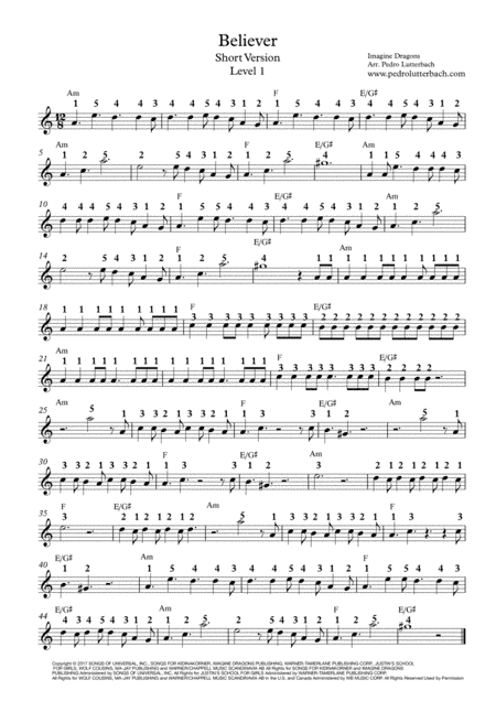 Believer (arr. Pedro Lutterbach)