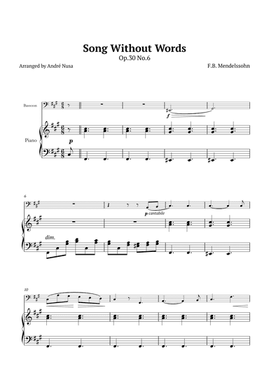 Song Without Words Op.30 No.6 (arr. André Nusa)